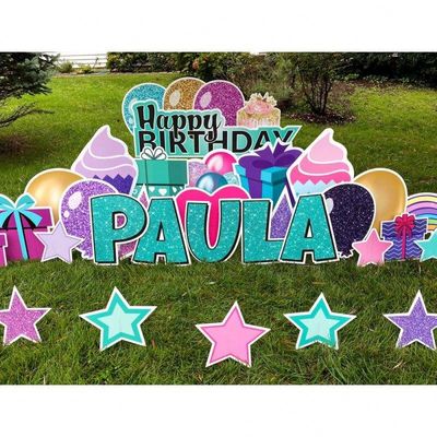 les lettres de yard de 3mm 4mm Coroplast ont ridé le signe en plastique de joyeux anniversaire