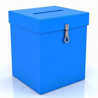 Boîte de vote en plastique PP sur mesure Boîte de vote en polypropylène ondulé avec impression de logo, conception de paquet plat, couvercle de verrou sécurisé pour les élections, le vote des entreprises et les événements communautaires