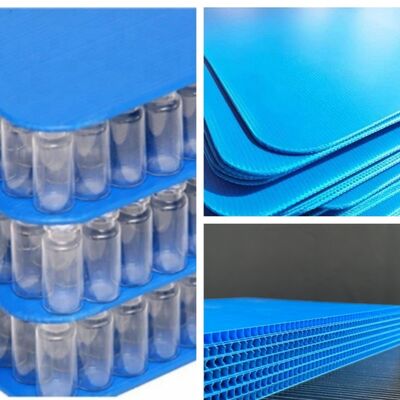 Glass Container Divider Pad is made of eco-friendly PP hollow sheet, food-grade, non-toxic and odorless. Rounded edges protect packaging; strong load capacity, stackable, reusable, lightweight.